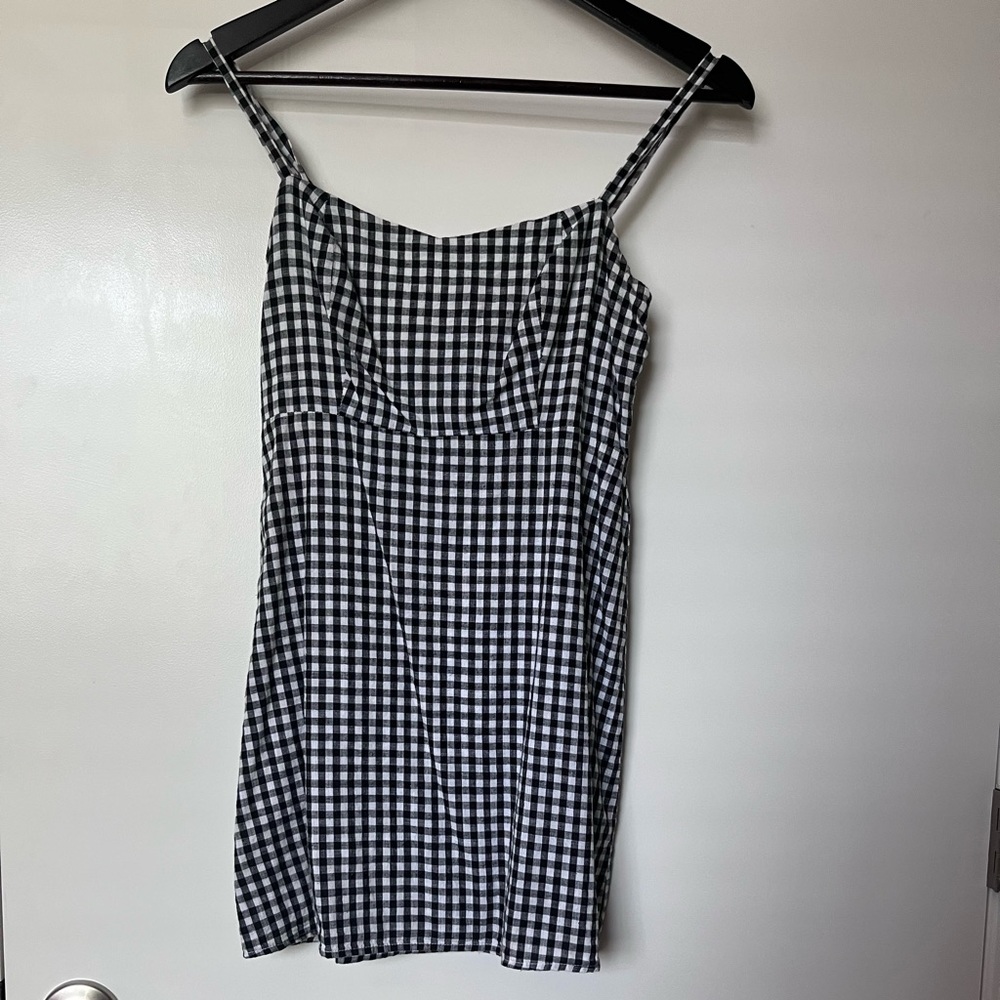 Brandy Melville Black and White Gingham Slip Dress